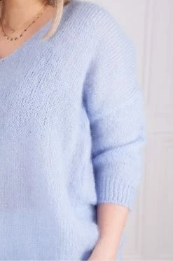 Maison Anje Lerecif Mohair V Neck Knit In Bluet