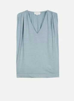 Maison Anje Dina V Neck T Shirt - Ice Blue