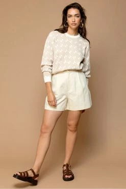 Maison Anje Lecreole Pattern Crew Neck Knit In Latte