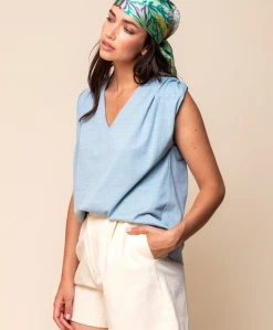 Maison Anje Dina Tank In Bleuet