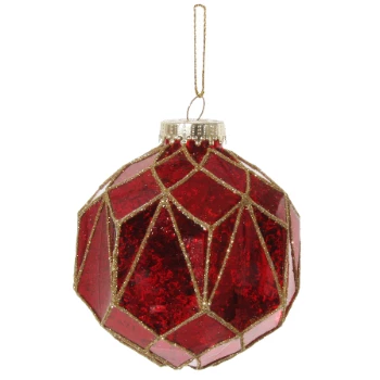 Shishi 10cm Red Gold Glass Ball Polygonal 1 Shishi 10cm Red Gold Glass Ball Polygonal
