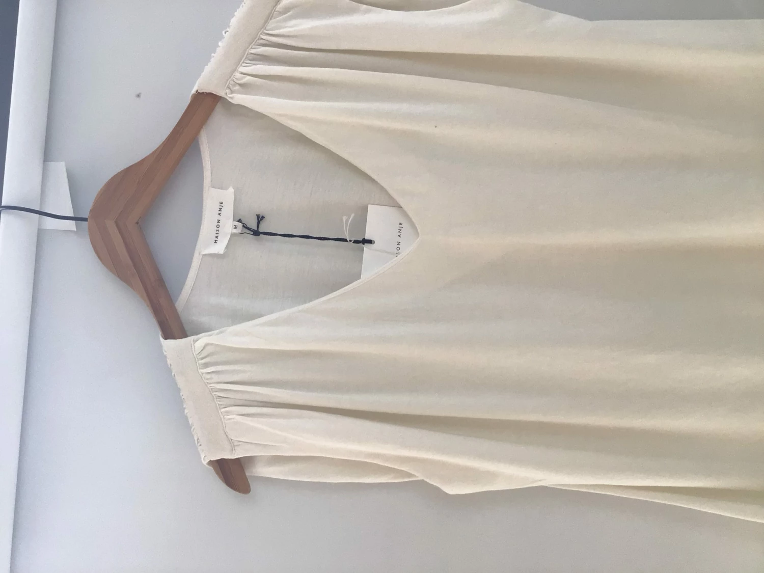 Maison Anje V Neck Dina T Shirt - Off White 2 Maison Anje V Neck Dina T Shirt - Off White