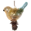Shishi 10cm Mat Gold Blue Glass Bird with Cone