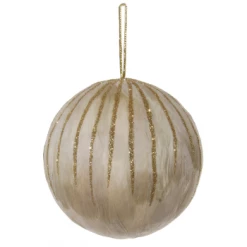 Shishi 10cm Feather Gold Glitter Lines Ball Champagne