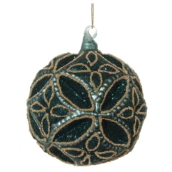 Shishi 10cm Blue Gold Glass Flower Ball