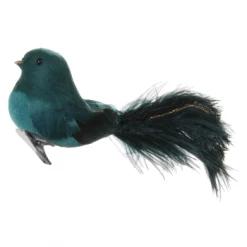 Shishi 17cm Blue Green Feather Bird with Ostrich Tail
