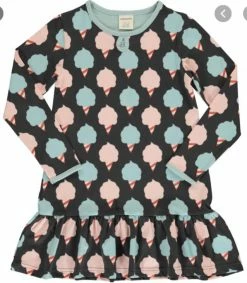 Maxomorra Sweet Cotton Candy Long Sleeve Frill Dress