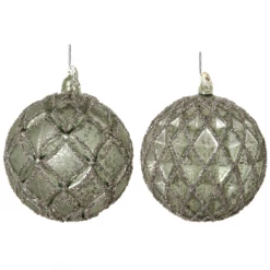 Shishi 10cm Mix2 Green Glass Ball with Silver Glitter