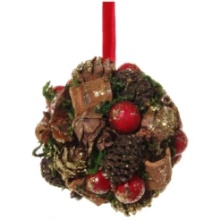Shishi 6cm Glittered Cone Spice Ball with Red Berries