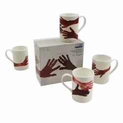 Shishi Sales Shop 35 Third Drawer Down Bone China Red Hands Mug Set - Louise Bourgeois (4 mug set)