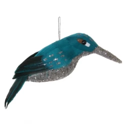 Shishi 17cm Blue Glittered Feather Kingfisher