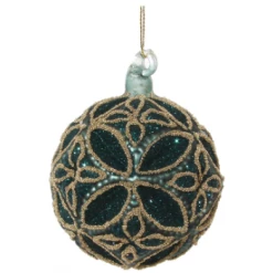 Shishi 8cm Blue Gold Glass Flower Ball