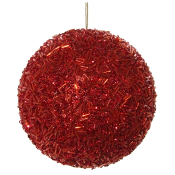 Shishi 12cm Red Glitter Long Bead Ball 1 Shishi 12cm Red Glitter Long Bead Ball