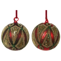 Shishi 10cm Mix2 Mat Red Glass Ball with Gold Glitter