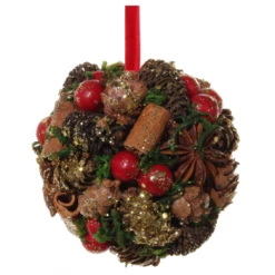 Shishi 8cm Glitterd Cone Spice Ball with Red Berries