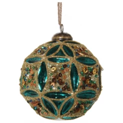 Shishi 10cm Blue Green Glass Ball Circled with Sequence