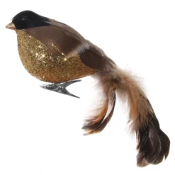 Shishi 18cm Gold Glitter Body Feather Bird