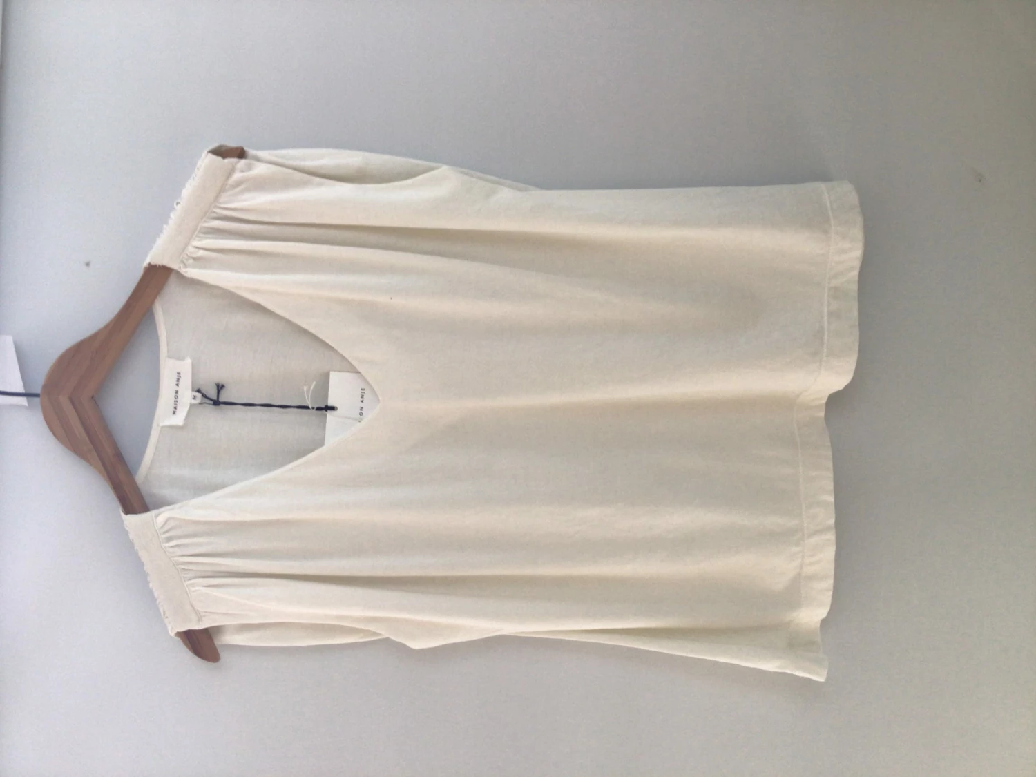 Maison Anje V Neck Dina T Shirt - Off White 1 Maison Anje V Neck Dina T Shirt - Off White