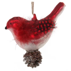 Shishi 10cm Mat Red Glass Bird with Cone