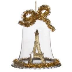 Shishi 9cm Glass Golden Eiffel Tower with Tinsel