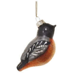 Shishi 8cm Red Grey Glass Bullfinch