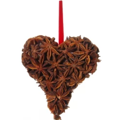 Shishi 12cm Star Anise Heart with Red Ribbon